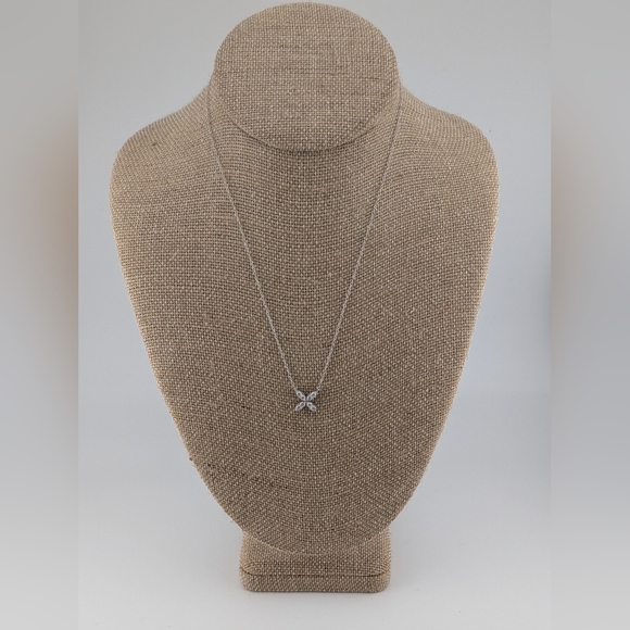 Marquise Flower Moissanite Sterling Silver Pendant Necklace - Picture 3 of 4